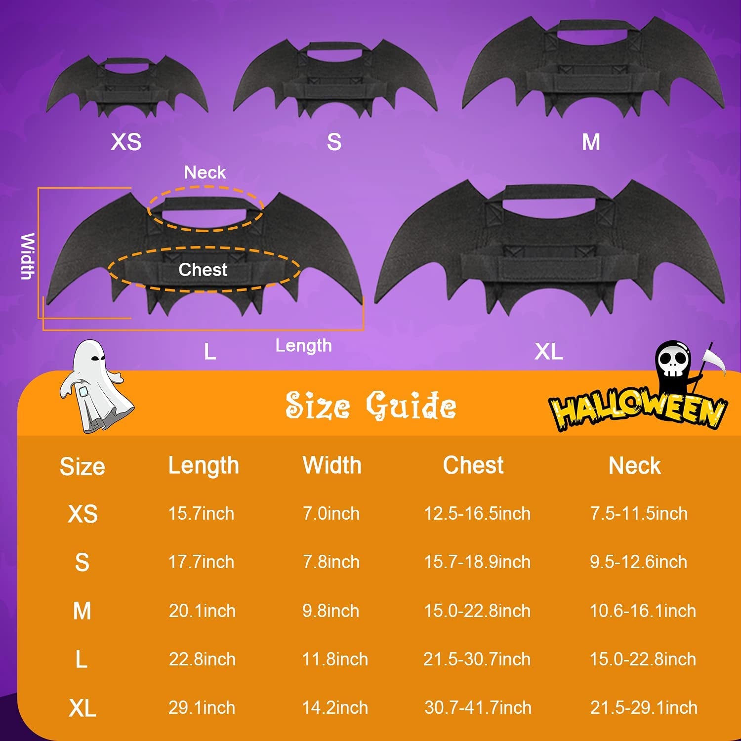 Dog Bat Costume - Halloween Pet Costume Bat Wings Cosplay Dog Costume Cat Costume for Party L