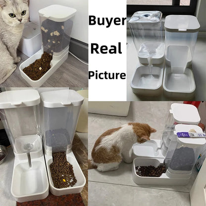 Dog Feeder Cat Water Dispenser Automatic Cat Feeder and Cat Water Dispenser Gravity Cat Feeder Food Storage Dispenser Container