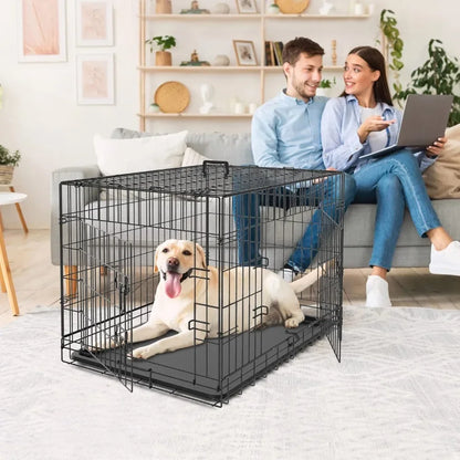 Dog Crates for Large Medium Dogs Foldable Metal Wire Pet Dogs Kennel 30/36/42Inches Indoor Outdoor Travel Dog