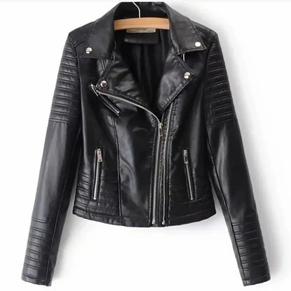 Vintage Women Leather jackets Faux Leather Moto Spring Bomber Jacket Two Zippers Drive Biker Coat PU Windbreak Outwear Autumn