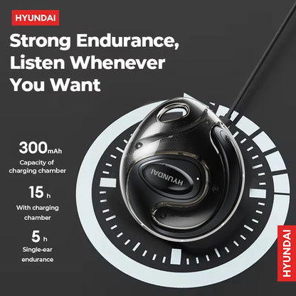 Choice HYUNDAI HY-X15Ultra Clip on Wireless Bluetooth 5.4 Earbuds 15h Long Battery Life Headphones Hifi Sound For Sport Gaming