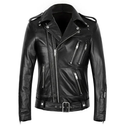 AYUNSUE Genuine Leather Jacket Men 100% Real Cow Coat Biker Motorcycle Autumn Slim Mens s and Coats KJ5096