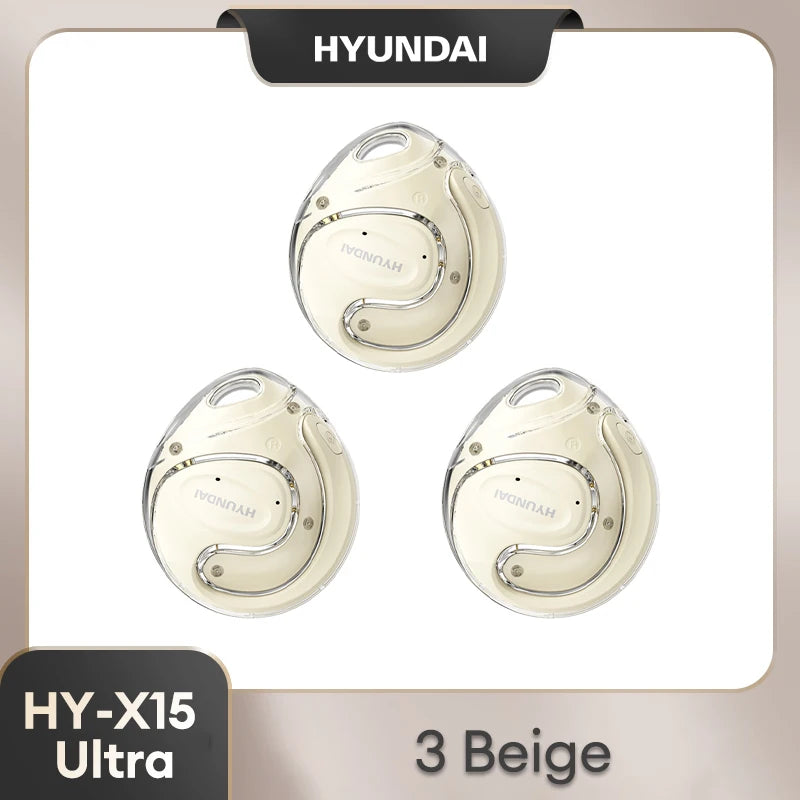 Choice HYUNDAI HY-X15Ultra Clip on Wireless Bluetooth 5.4 Earbuds 15h Long Battery Life Headphones Hifi Sound For Sport Gaming