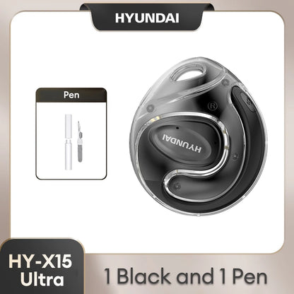 Choice HYUNDAI HY-X15Ultra Clip on Wireless Bluetooth 5.4 Earbuds 15h Long Battery Life Headphones Hifi Sound For Sport Gaming