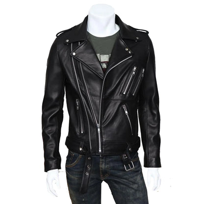 Motorcycle PU Leather Jacket for Men, Multi Zipper, Punk Rock, Roll Collar, Slim Wash, Brand, Fashion, Spring and Autumn