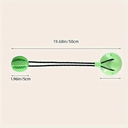 Interactive Dog Suction Cup Toy with Sound and Food Leakage - Durable Rubber Training Ball for Puzzle and Tug-of-war Play