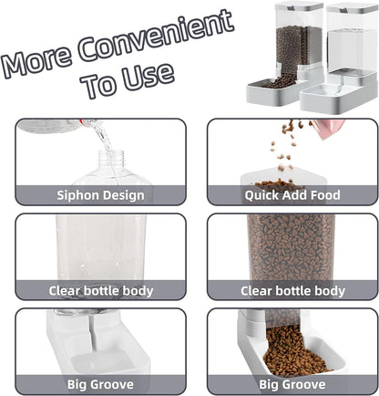 Dog Feeder Cat Water Dispenser Automatic Cat Feeder and Cat Water Dispenser Gravity Cat Feeder Food Storage Dispenser Container