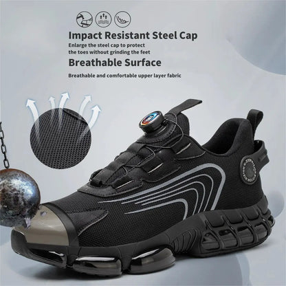 Rotary Buckle Work Sneakers Protective Shoes Safety Industrial Puncture-Proof Anti-smash Steel Toe Shoes