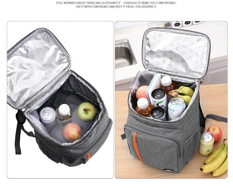 18L Portable Thermal Lunch Bag Food Box Durable Waterproof Cooler Ice Insulated Case Camping Oxford Dinner Backpacks Icebox