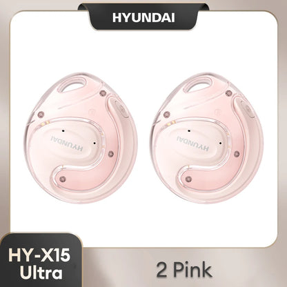 Choice HYUNDAI HY-X15Ultra Clip on Wireless Bluetooth 5.4 Earbuds 15h Long Battery Life Headphones Hifi Sound For Sport Gaming