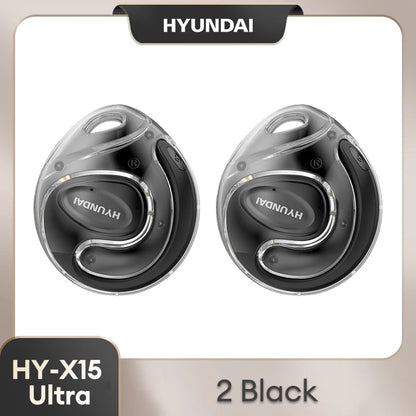 Choice HYUNDAI HY-X15Ultra Clip on Wireless Bluetooth 5.4 Earbuds 15h Long Battery Life Headphones Hifi Sound For Sport Gaming