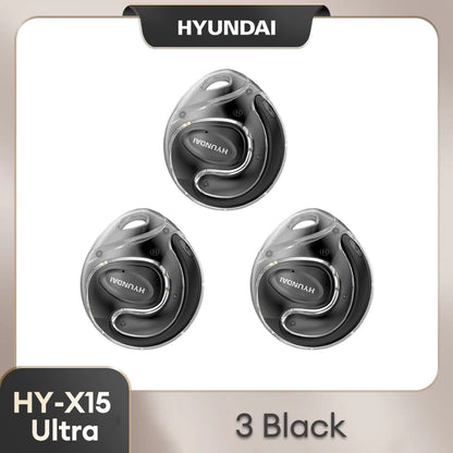 Choice HYUNDAI HY-X15Ultra Clip on Wireless Bluetooth 5.4 Earbuds 15h Long Battery Life Headphones Hifi Sound For Sport Gaming